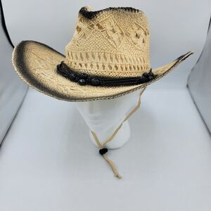 Simplicity New Western Style Classic Cowboy Straw Hat - Natural
